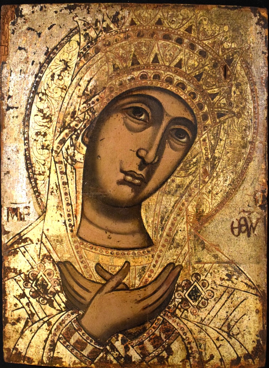 La Vierge de l'Annonciation - Icône grecque antique  - XVIIe siècle-photo-4