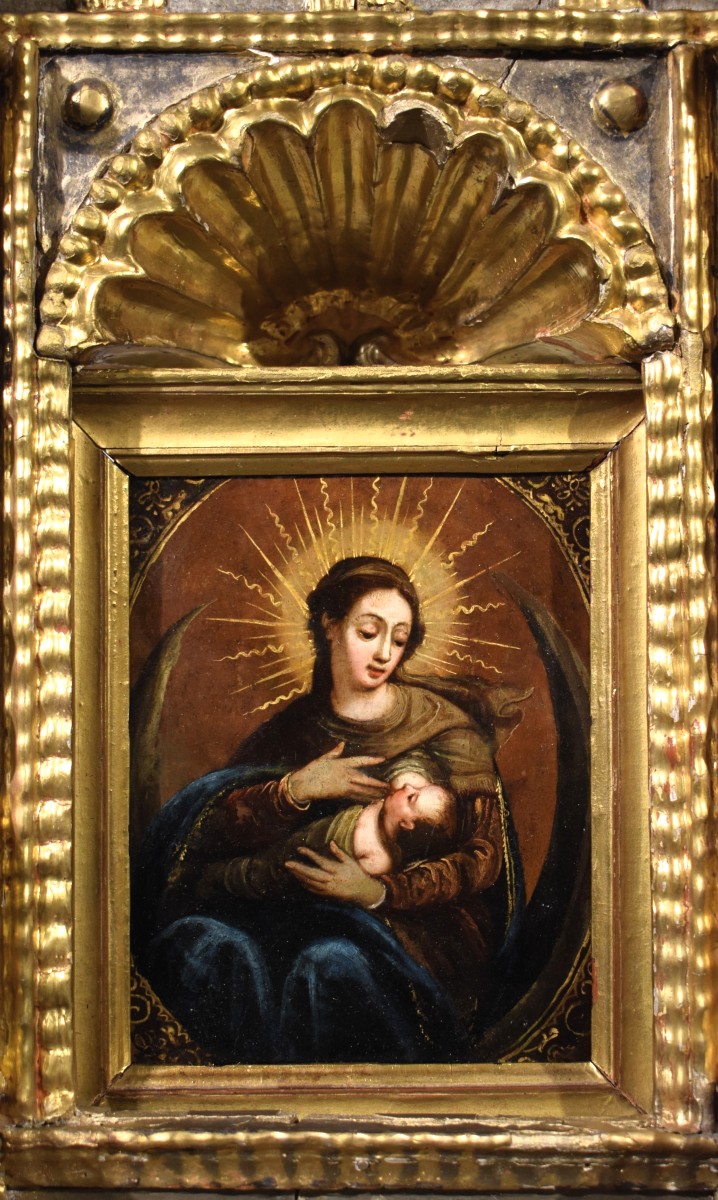 Virgo Lactans - Oil On Copper - Venetian Master -  Early 17th Century-photo-1