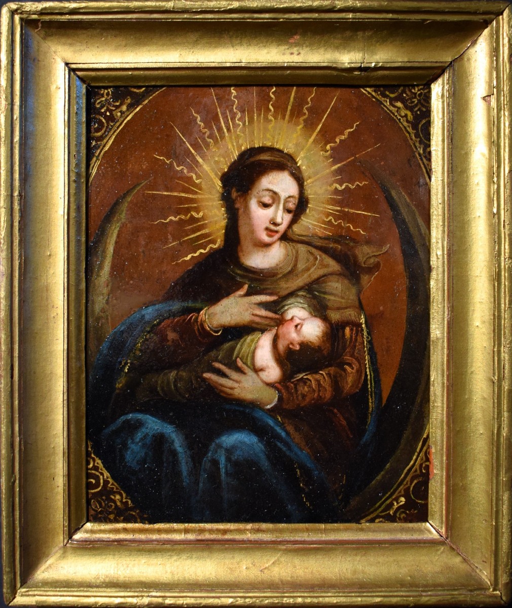 Virgo Lactans - Oil On Copper - Venetian Master -  Early 17th Century-photo-2