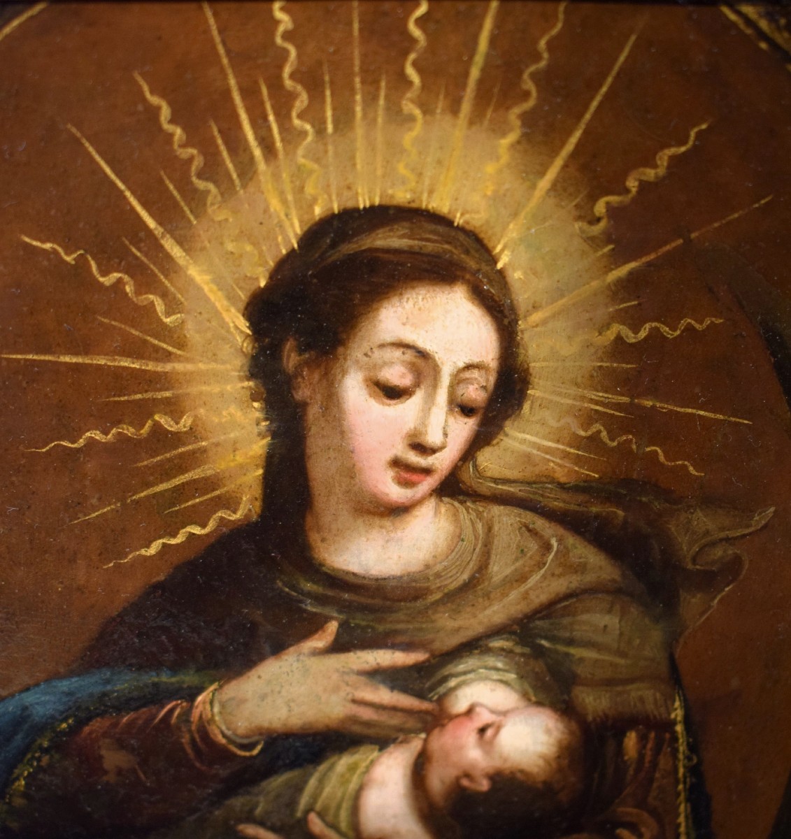 Virgo Lactans - Oil On Copper - Venetian Master -  Early 17th Century-photo-4
