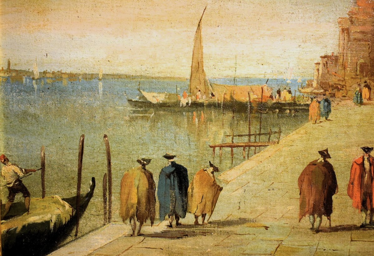 "venetian Capriccio"  Follower Of Francesco Guardi Late 19th Century-photo-4