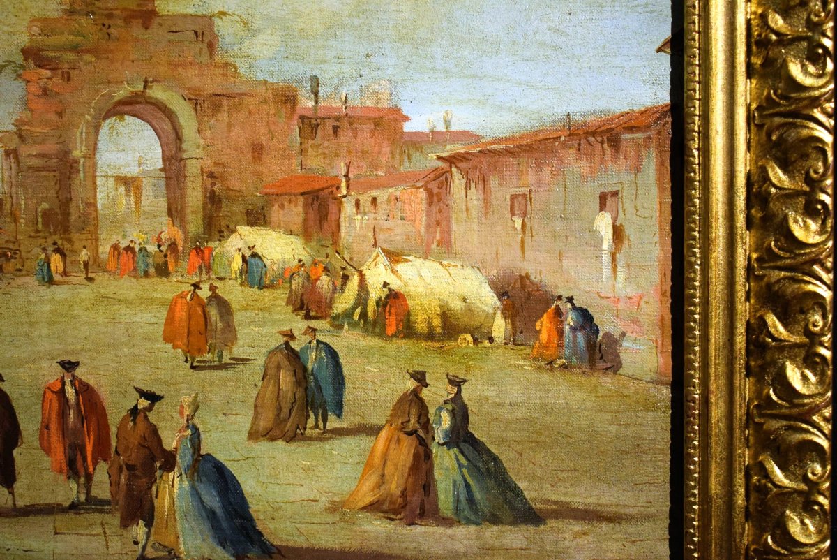 "venetian Capriccio"  Follower Of Francesco Guardi Late 19th Century-photo-2