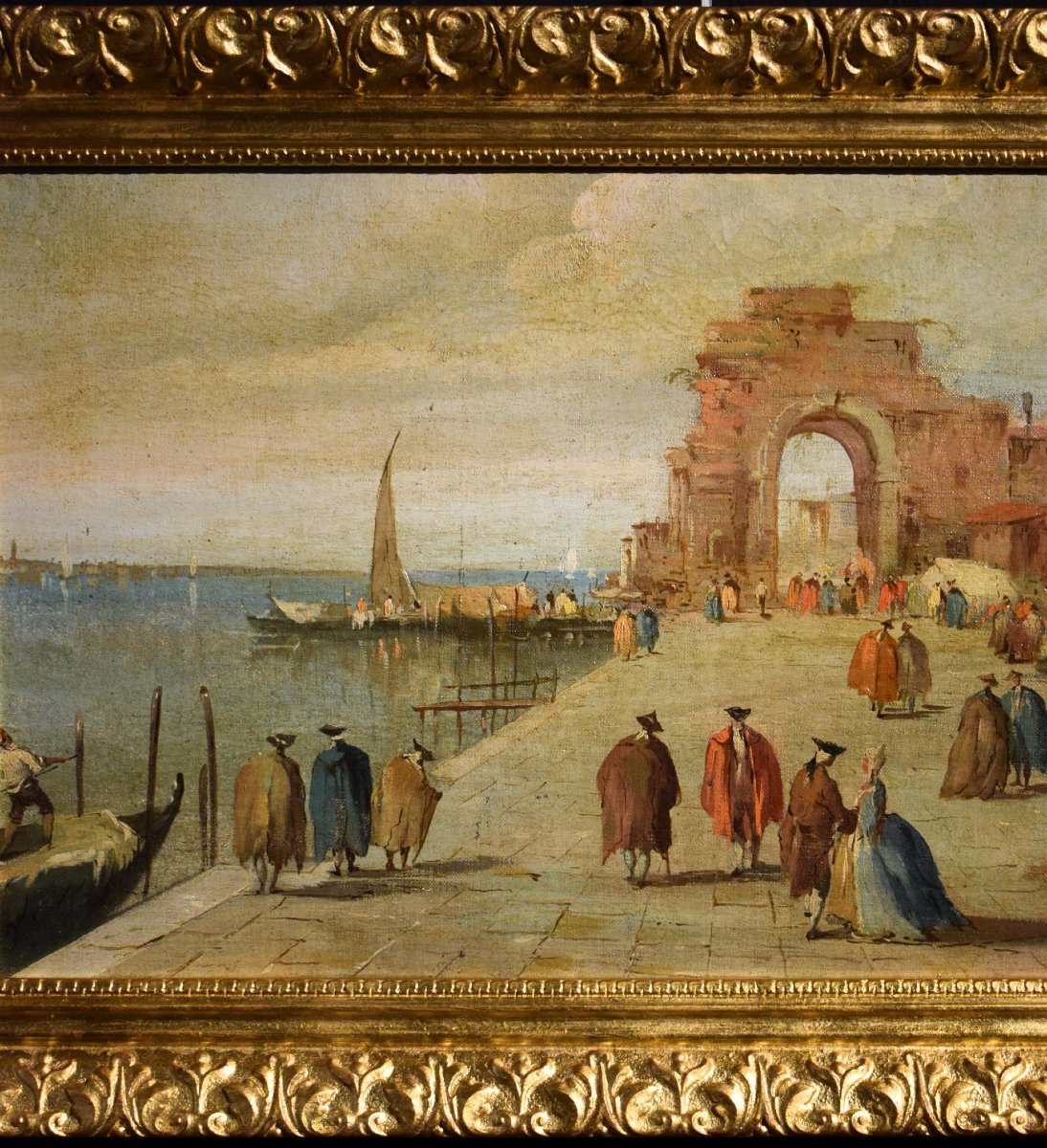 "venetian Capriccio"  Follower Of Francesco Guardi Late 19th Century-photo-4