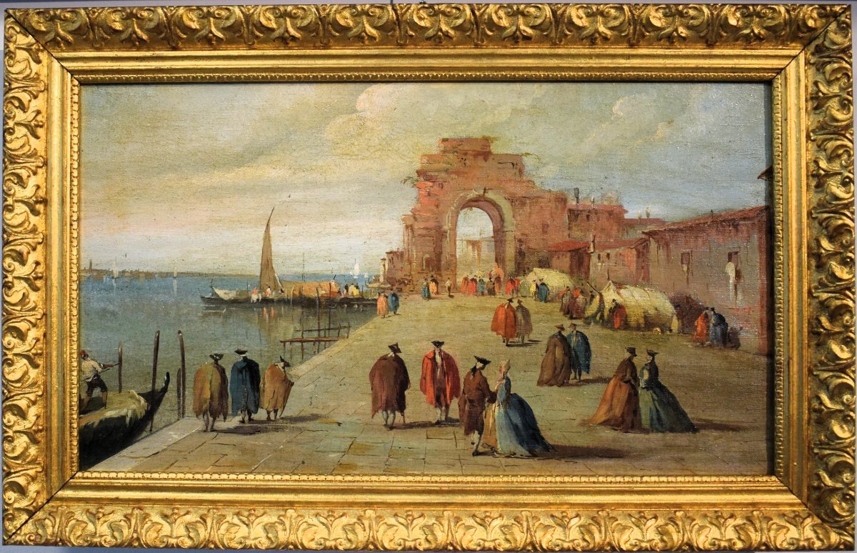 "venetian Capriccio"  Follower Of Francesco Guardi Late 19th Century-photo-5