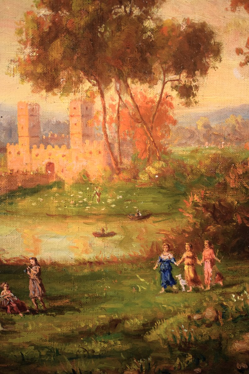 Arcadian Landscapes - 18th-century Roman School-photo-3