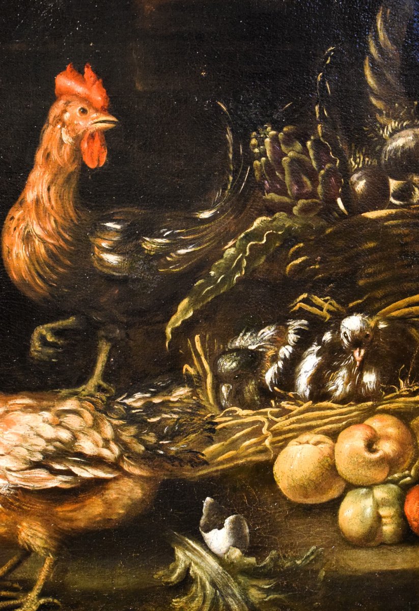 Still Life With Roosters And Game - Angelo Maria Crivelli (milan, 1660–1730)-photo-4