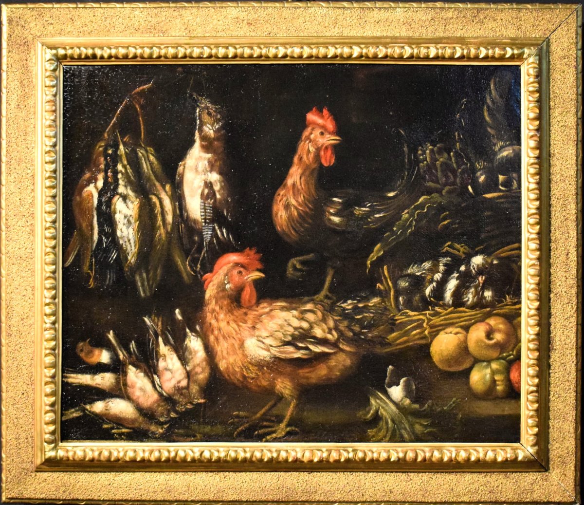 Still Life With Roosters And Game - Angelo Maria Crivelli (milan, 1660–1730)