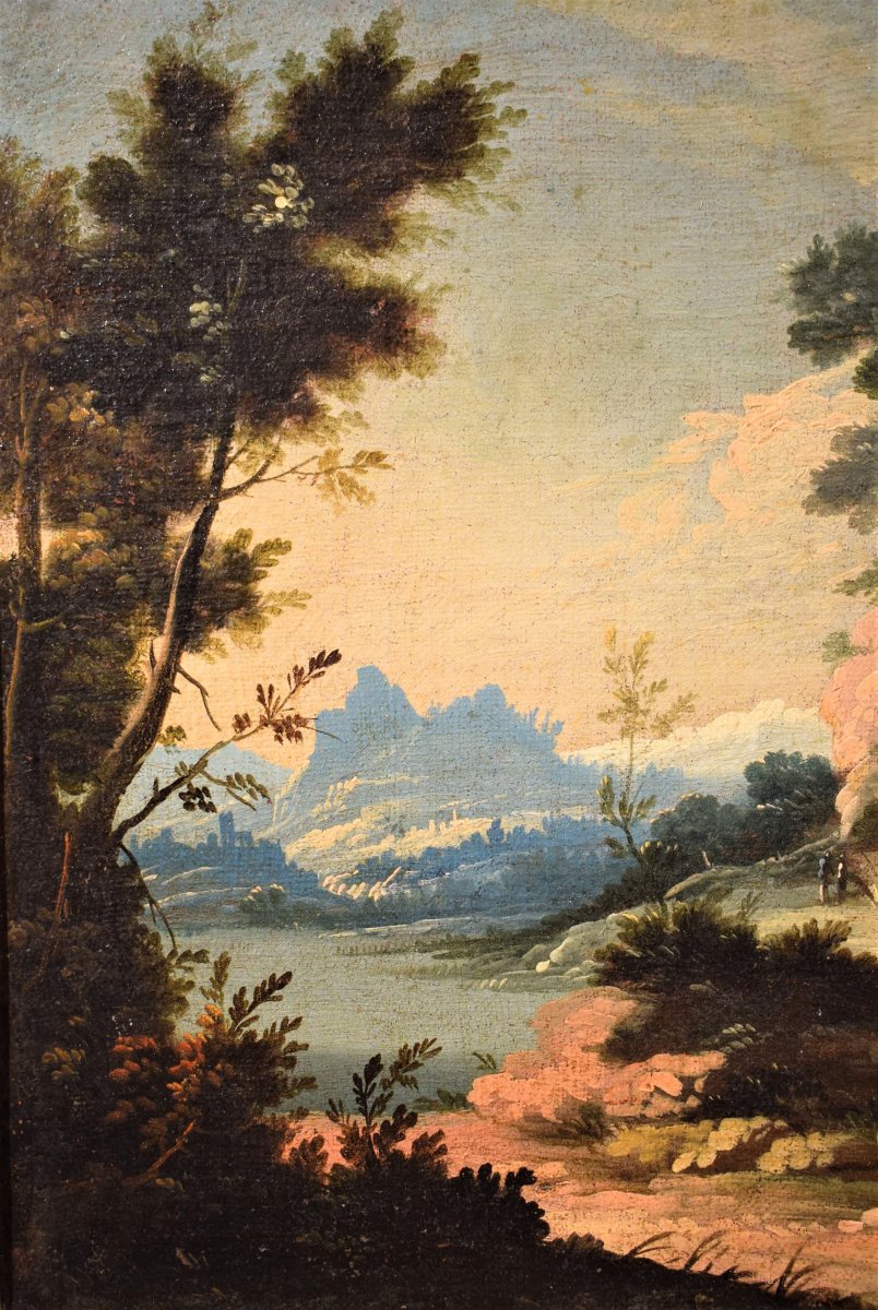Paire de paysages vénitiens -  Pietro Antonio Domenichini (1699-1743)-photo-3