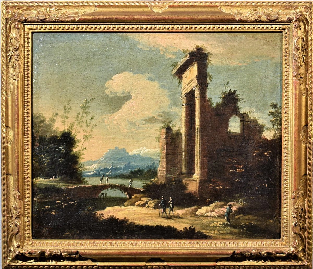 Paire de paysages vénitiens -  Pietro Antonio Domenichini (1699-1743)-photo-3