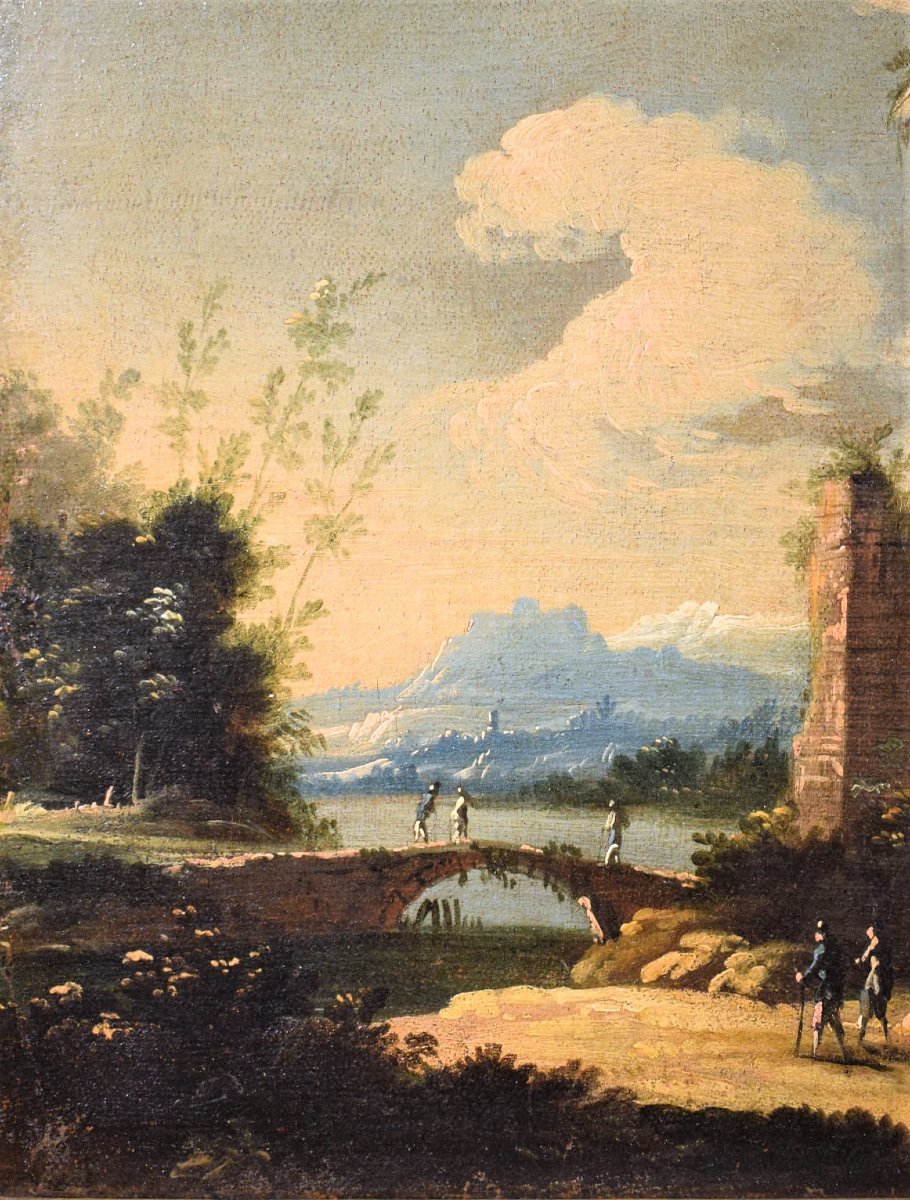 Paire de paysages vénitiens -  Pietro Antonio Domenichini (1699-1743)-photo-4