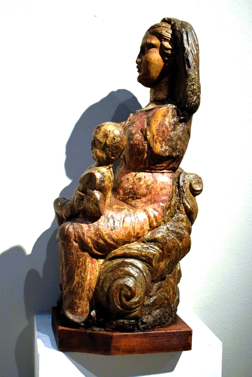  La Vierge au Lait -  Sculpture médiévale en bois - Italie du Nord,  XIVe siècle-photo-1