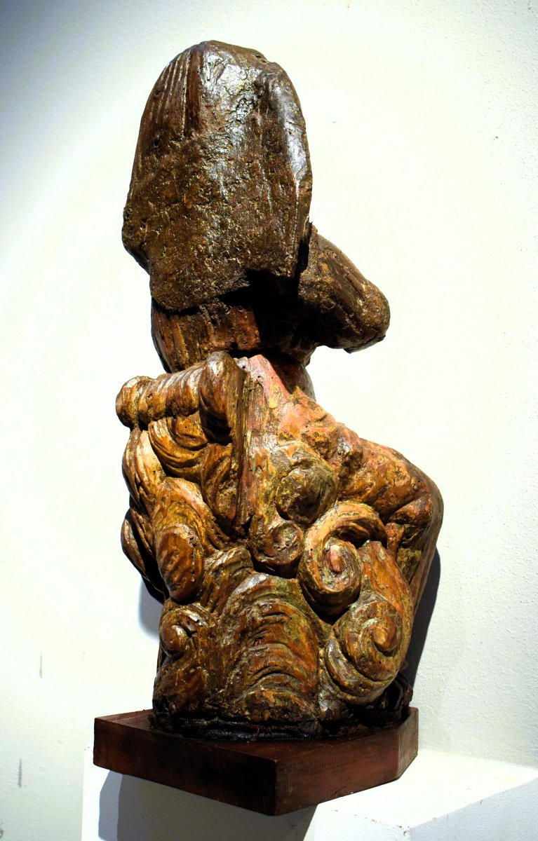  La Vierge au Lait -  Sculpture médiévale en bois - Italie du Nord,  XIVe siècle-photo-4
