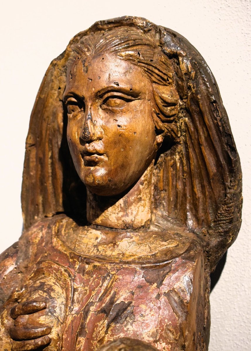  La Vierge au Lait -  Sculpture médiévale en bois - Italie du Nord,  XIVe siècle-photo-8