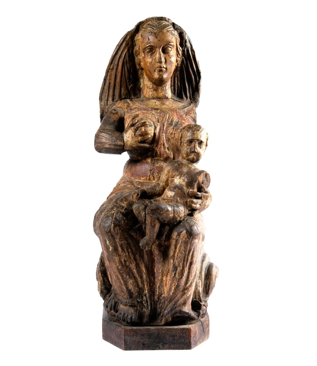  La Vierge au Lait -  Sculpture médiévale en bois - Italie du Nord,  XIVe siècle