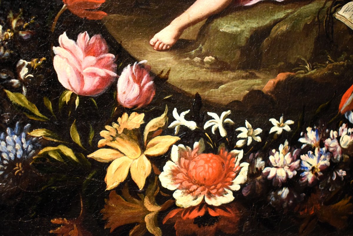 Marie-Madeleine dans une guirlande de fleurs - Mario Nuzzi (Rome 1603-1673)-photo-4