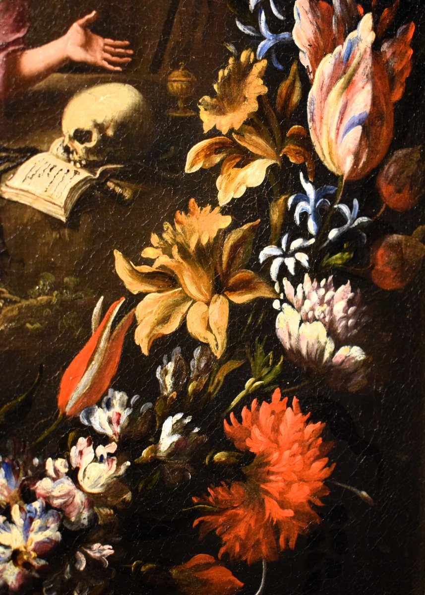 Marie-Madeleine dans une guirlande de fleurs - Mario Nuzzi (Rome 1603-1673)-photo-5