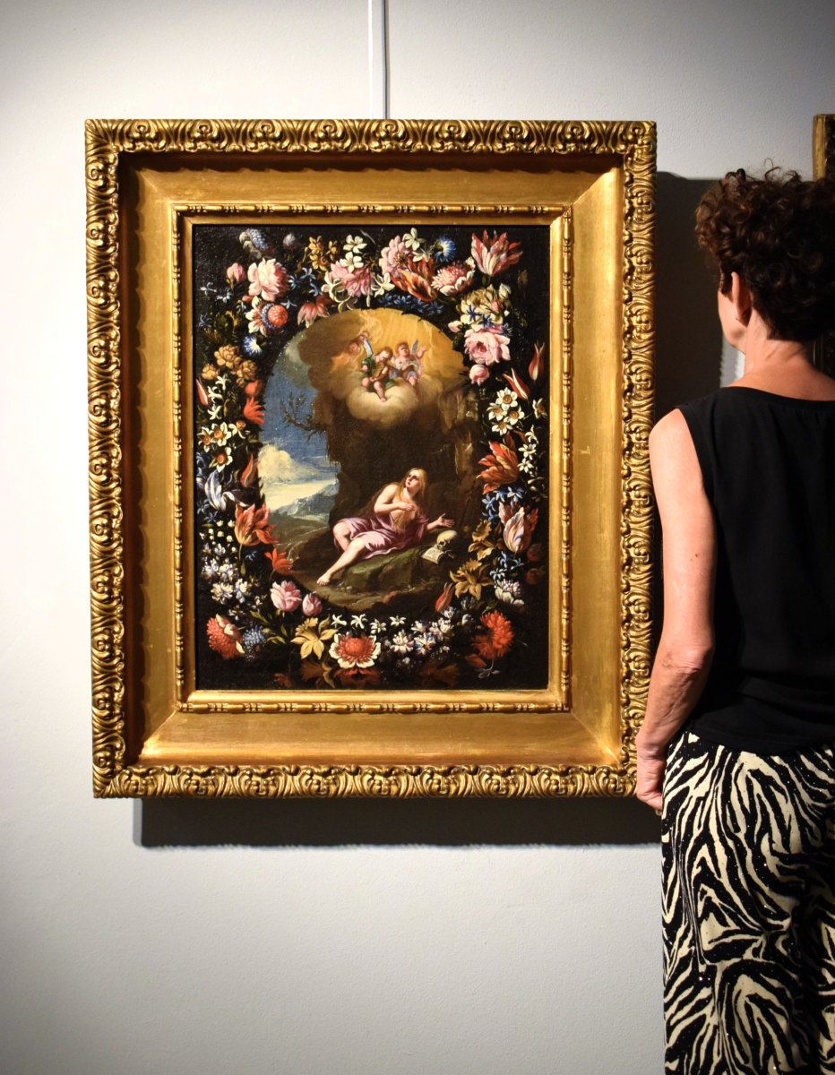 Marie-Madeleine dans une guirlande de fleurs - Mario Nuzzi (Rome 1603-1673)-photo-8