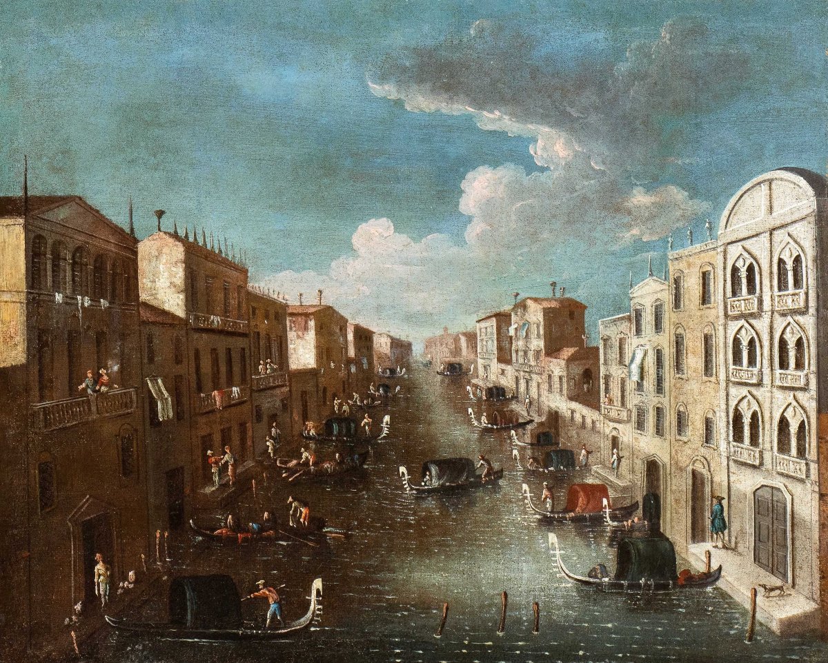 Venice, Gondola Parade On The Sensa Canal  - Gabriele Bella (venice 1730-1799)-photo-4