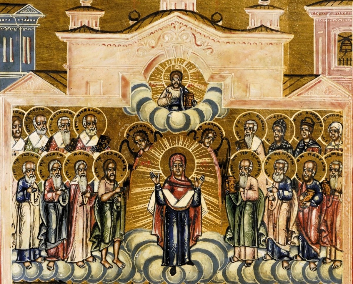 Large Russian Icon "pokrov" - Tempera On Panel With Gold Ground - Late 19th Century-photo-3