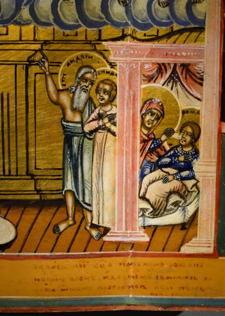 Large Russian Icon "pokrov" - Tempera On Panel With Gold Ground - Late 19th Century-photo-5