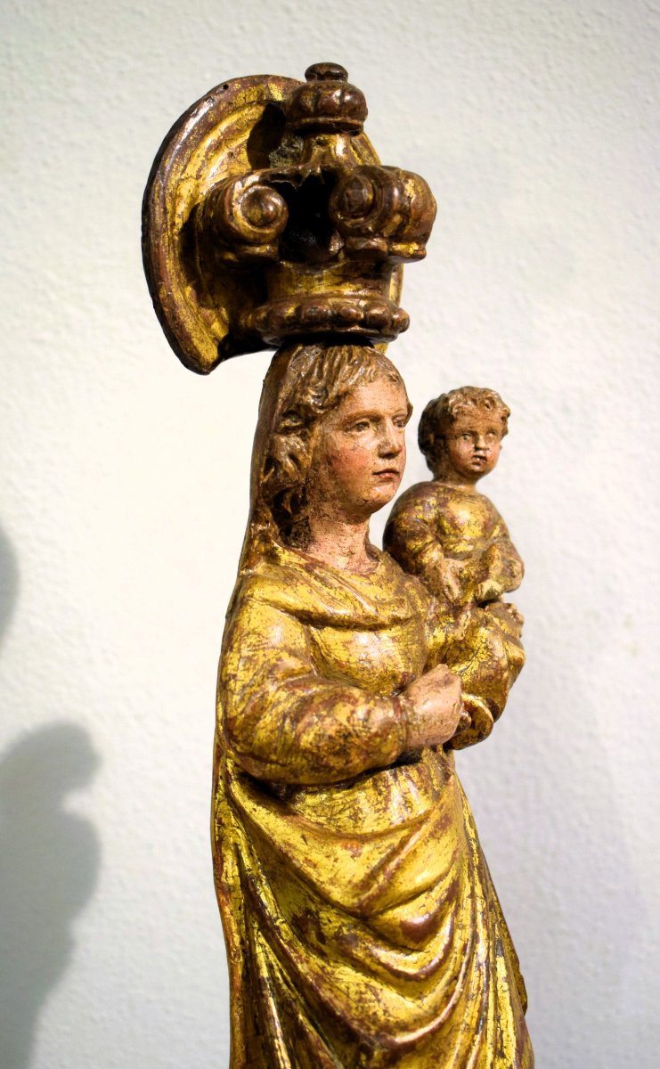 "madonna And Child"  Carved And Gilded Wooden Sculpture ﻿- France, Late 17th Century-photo-4