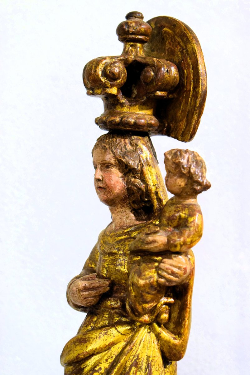 "madonna And Child"  Carved And Gilded Wooden Sculpture ﻿- France, Late 17th Century-photo-4