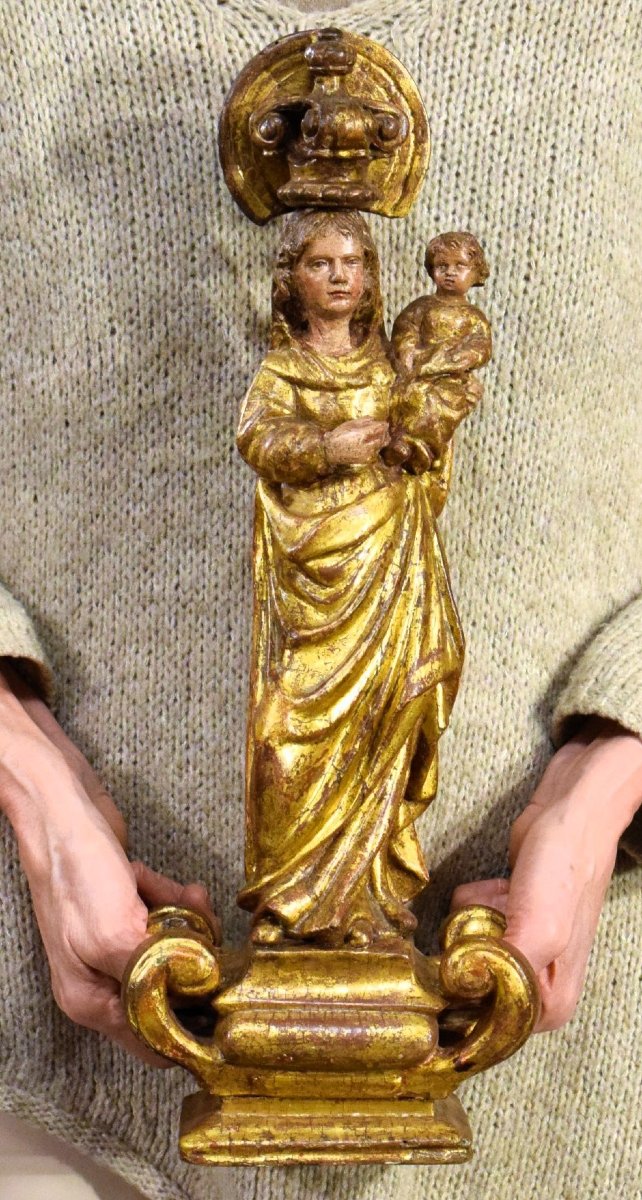 "madonna And Child"  Carved And Gilded Wooden Sculpture ﻿- France, Late 17th Century-photo-7