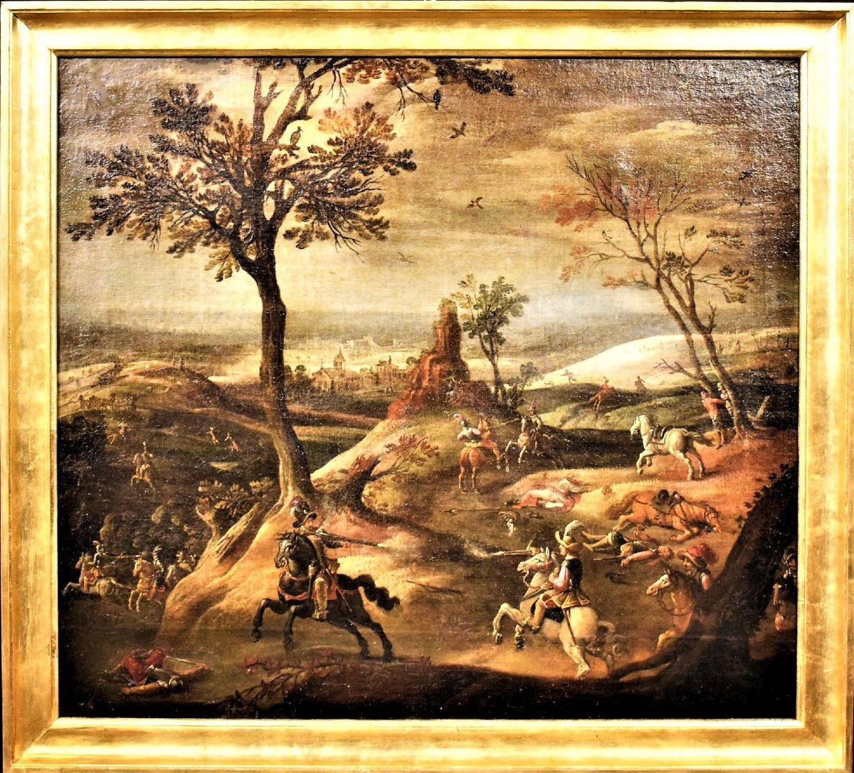 Assaut Du Village Avec Choc Des  Chevaliers - Maître Flamand, 17ème Siècle-photo-2