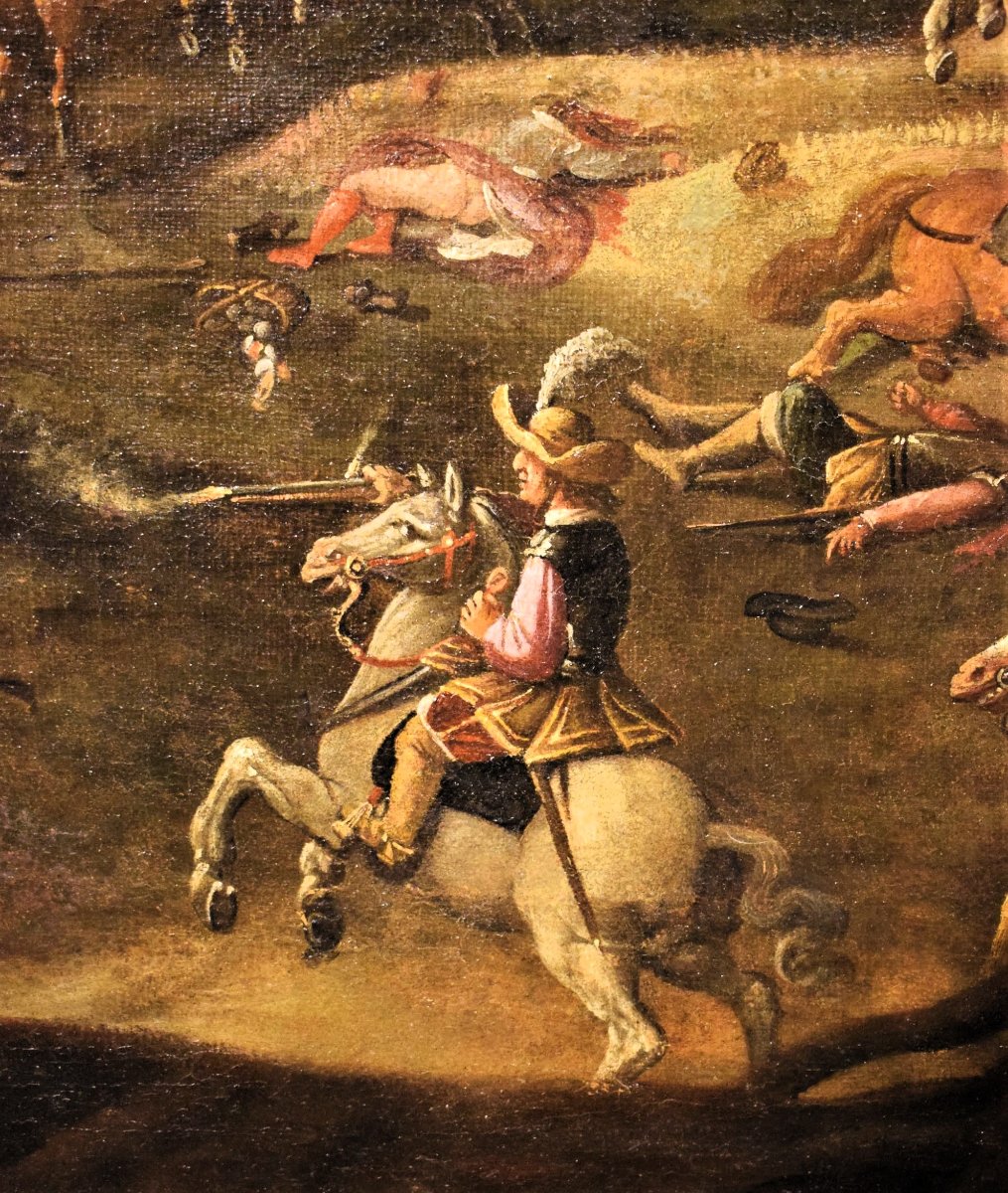 Assaut Du Village Avec Choc Des  Chevaliers - Maître Flamand, 17ème Siècle-photo-2