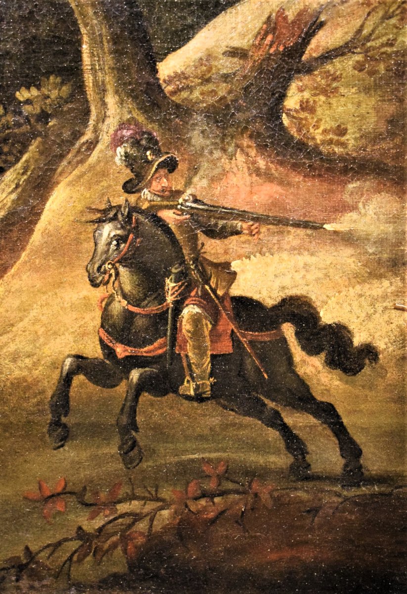 Assaut Du Village Avec Choc Des  Chevaliers - Maître Flamand, 17ème Siècle-photo-3