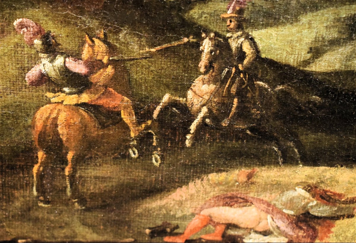 Assaut Du Village Avec Choc Des  Chevaliers - Maître Flamand, 17ème Siècle-photo-4