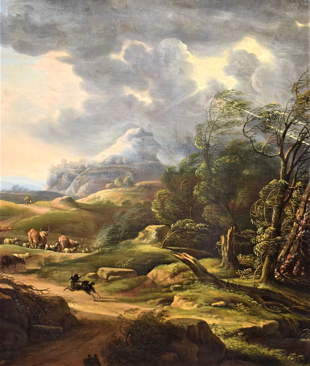 Paysage avec berger et troupeaux - Carlo Antonio Tavella (1668 -1738)-photo-4
