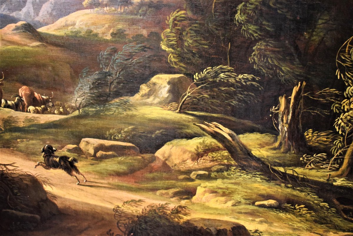 Paysage avec berger et troupeaux - Carlo Antonio Tavella (1668 -1738)-photo-3