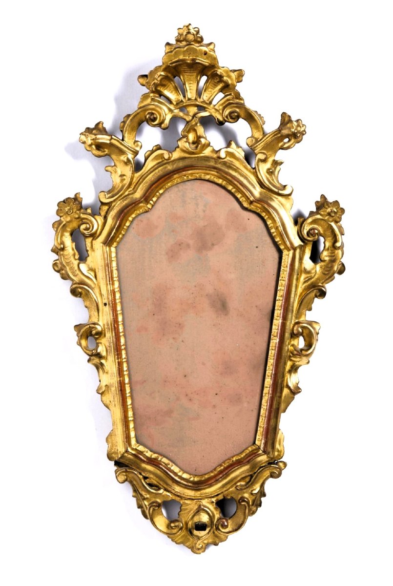 Paire de petits miroirs Louis Xv dorés - Venise,  XVIIIe siècle-photo-2