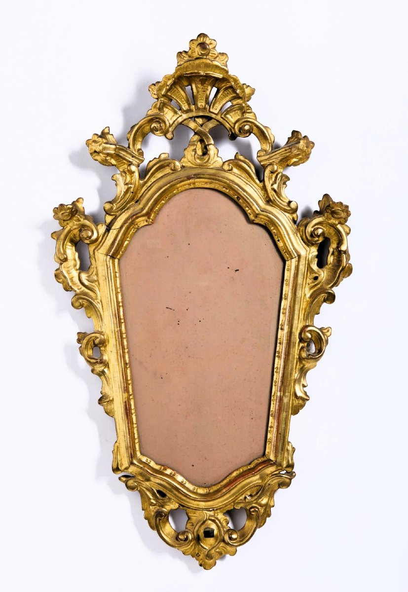 Paire de petits miroirs Louis Xv dorés - Venise,  XVIIIe siècle-photo-3
