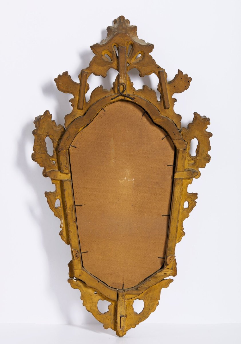 Paire de petits miroirs Louis Xv dorés - Venise,  XVIIIe siècle-photo-2