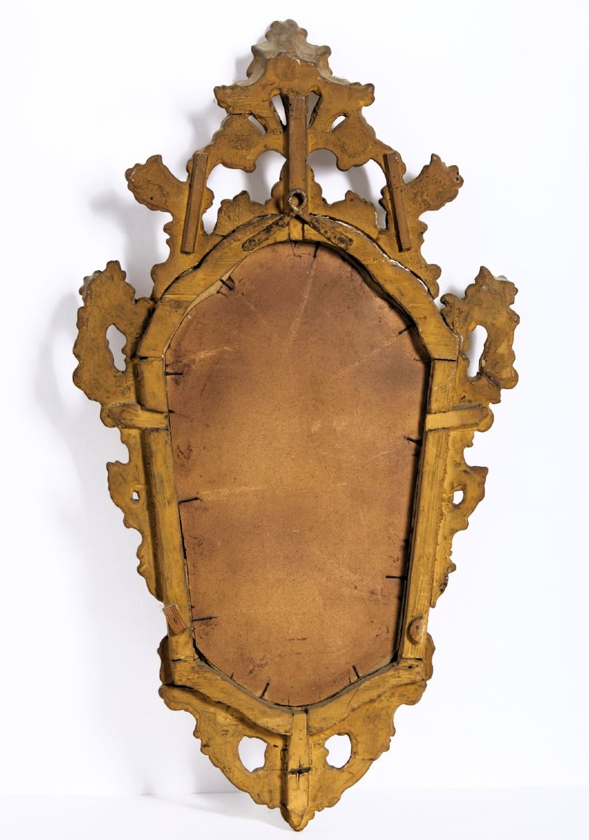 Paire de petits miroirs Louis Xv dorés - Venise,  XVIIIe siècle-photo-3