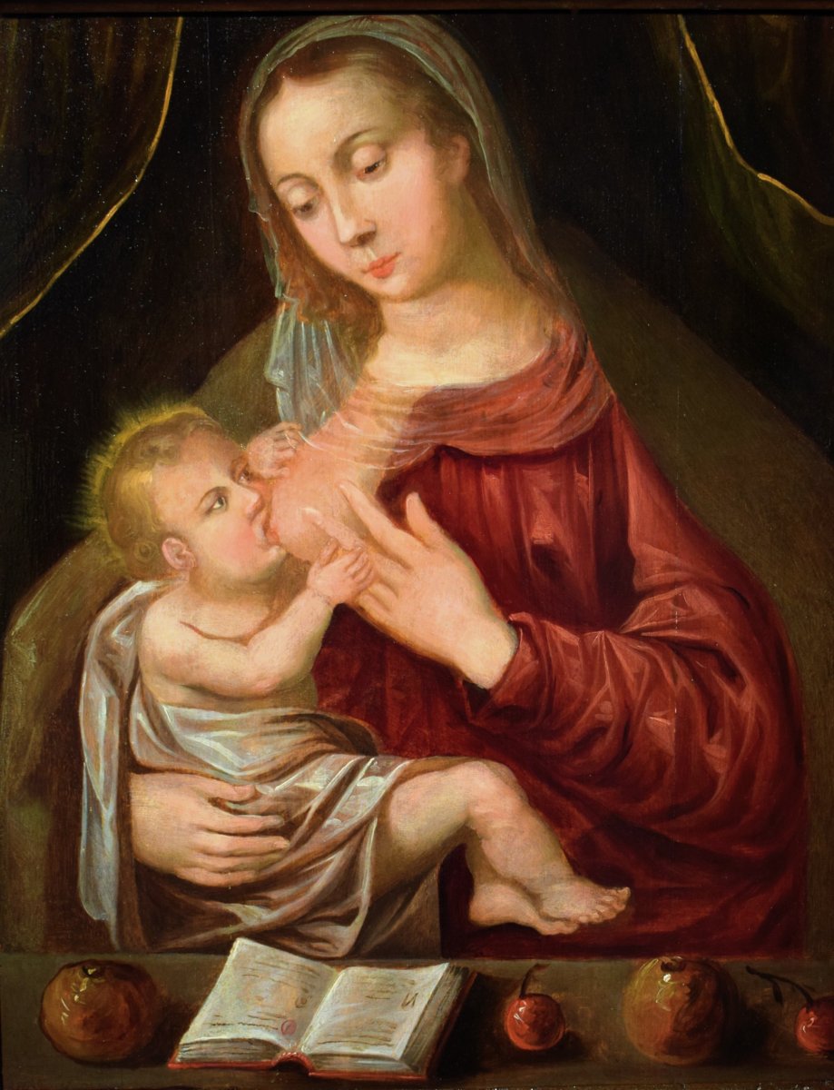 La Vierge du Lait - «Virgo Lactans»  Maître italien du XVIIe siècle-photo-2