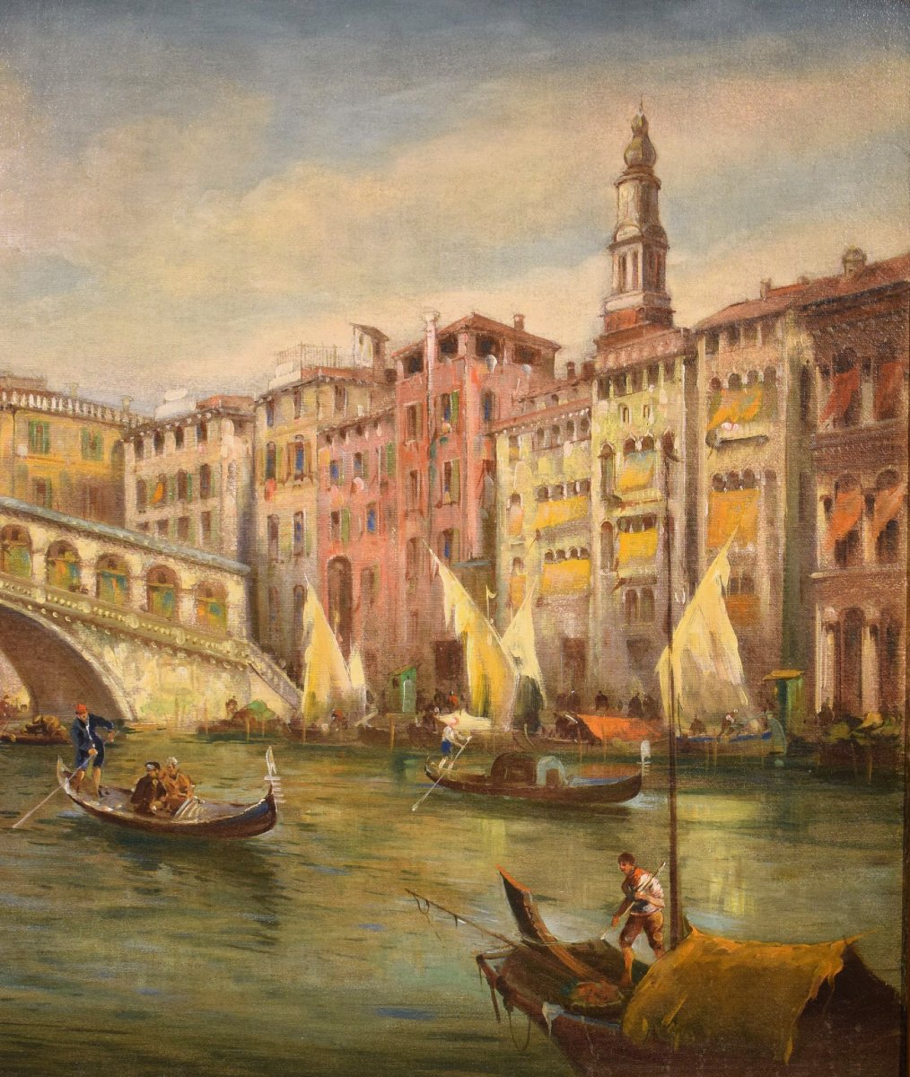 Venise, Grand Canal et pont du Rialto - Angelo Trentin (Udine 1850- Vienne 1912)-photo-4