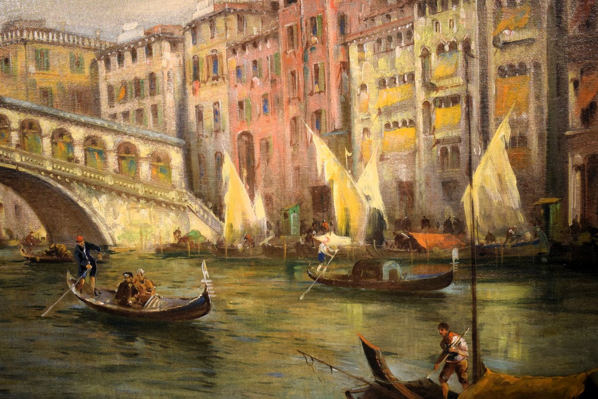 Venise, Grand Canal et pont du Rialto - Angelo Trentin (Udine 1850- Vienne 1912)-photo-2