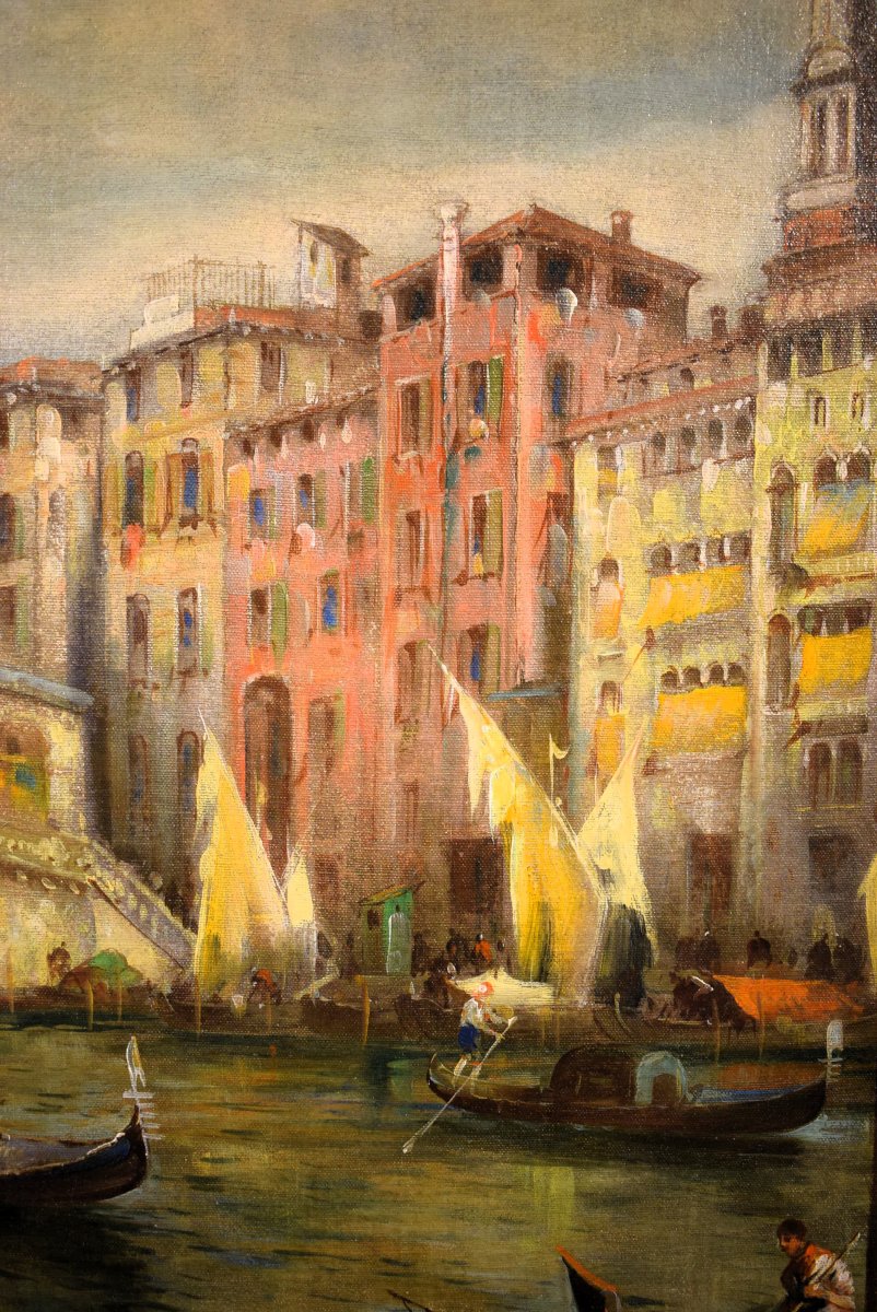 Venise, Grand Canal et pont du Rialto - Angelo Trentin (Udine 1850- Vienne 1912)-photo-3