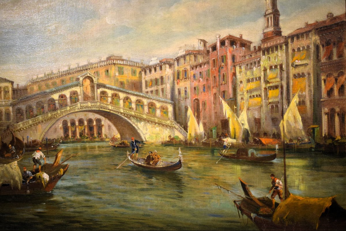 Venise, Grand Canal et pont du Rialto - Angelo Trentin (Udine 1850- Vienne 1912)-photo-5