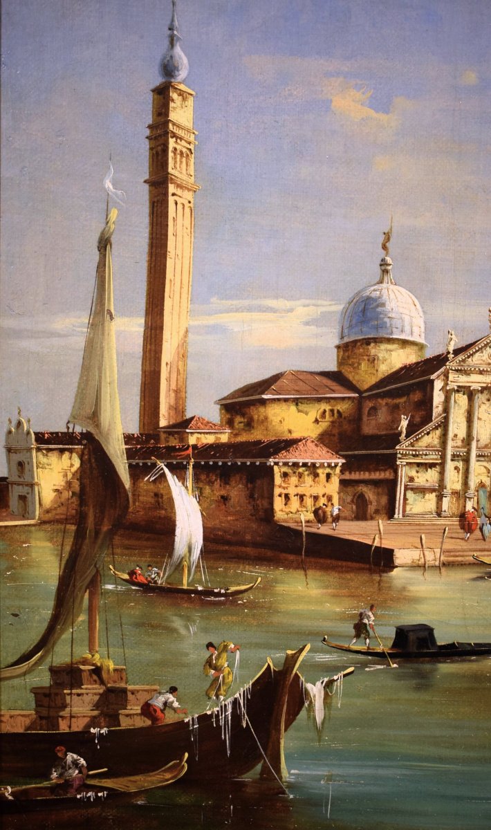 Venise, l'île de San Giorgio - école de Francesco Guardi - XIXe siècle-photo-1