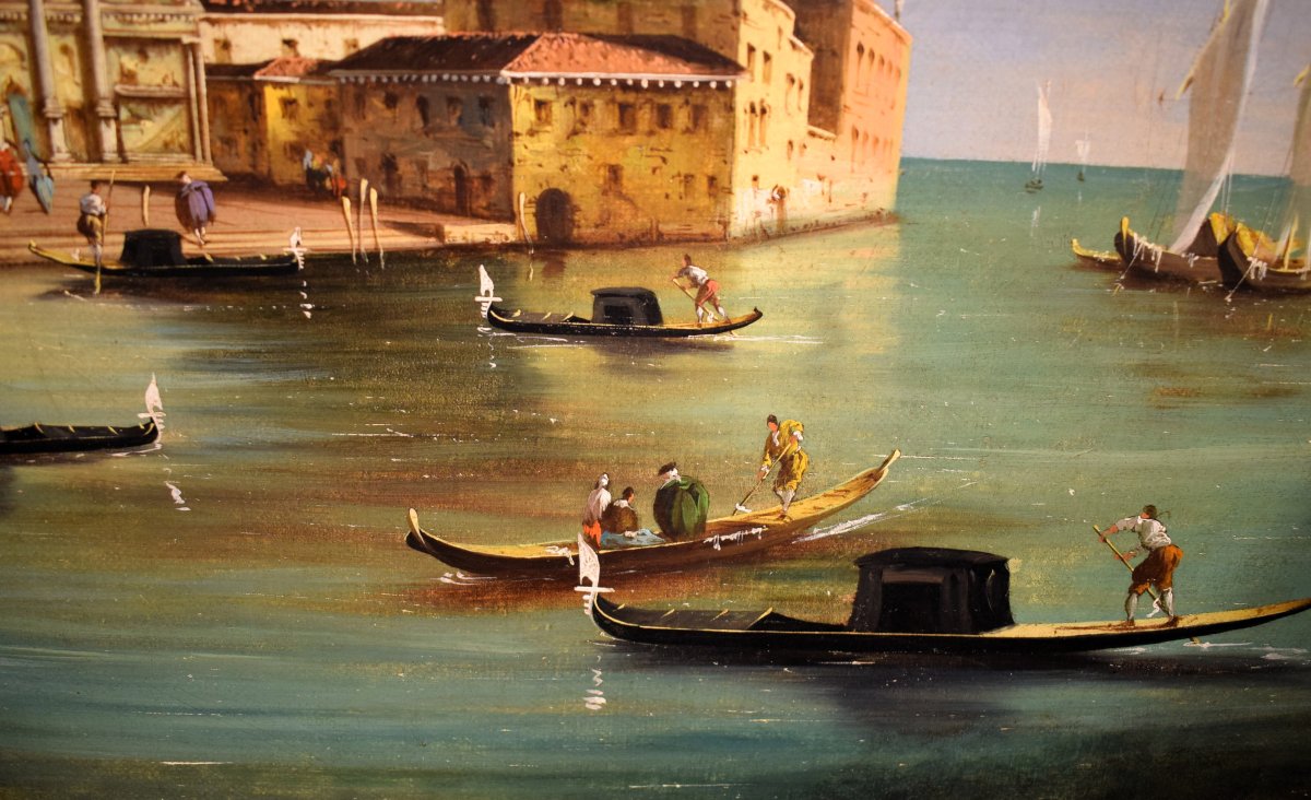 Venise, l'île de San Giorgio - école de Francesco Guardi - XIXe siècle-photo-3