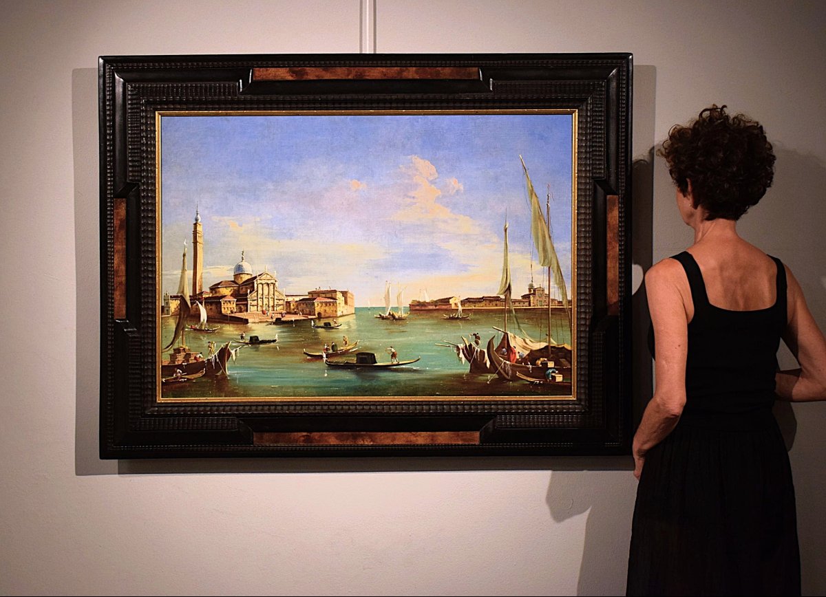 Venise, l'île de San Giorgio - école de Francesco Guardi - XIXe siècle-photo-8