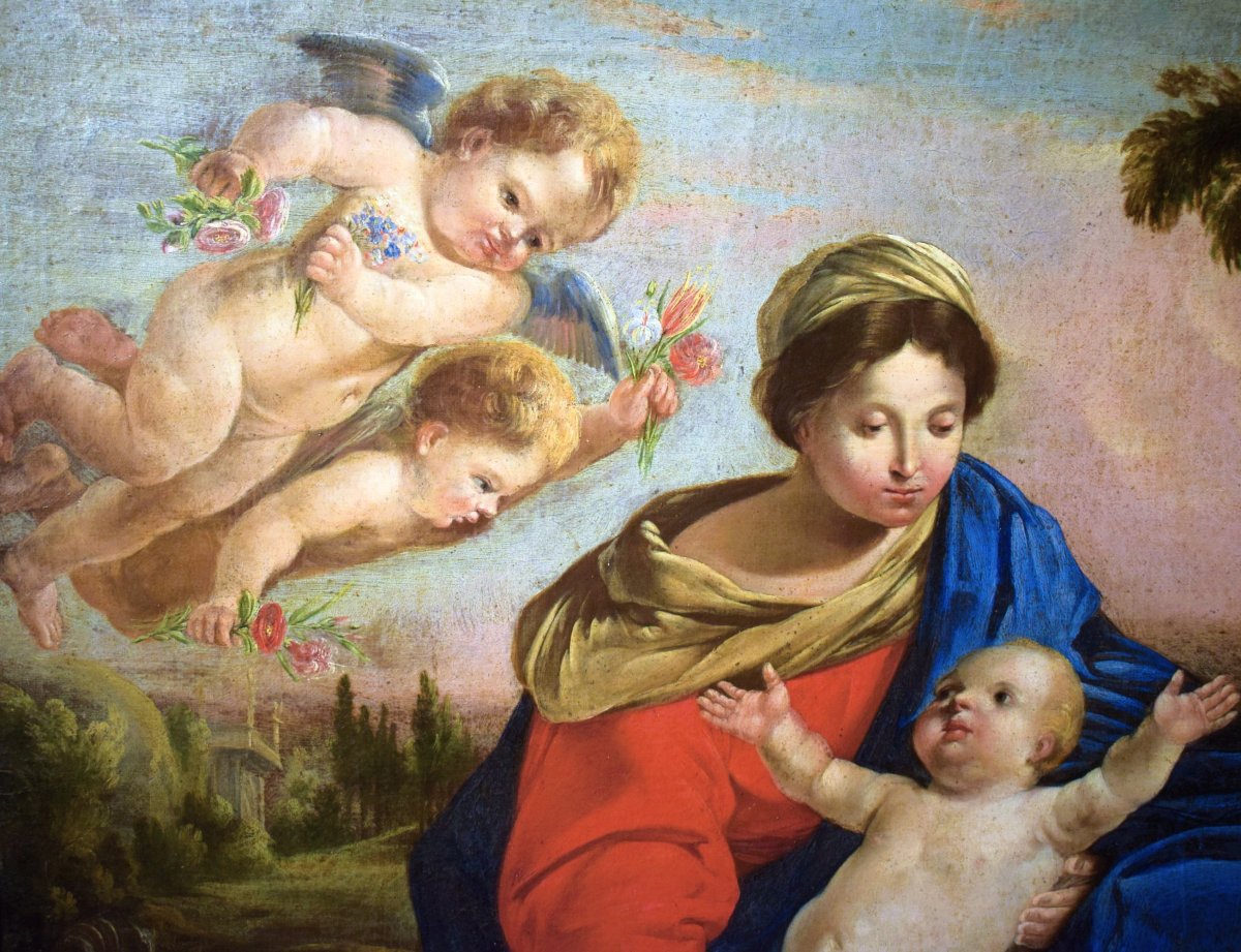 The Holy Family, Resting During The Flight Into Egypt - Simone Cantarini (pesaro 1612 – Verona 1648)-photo-4