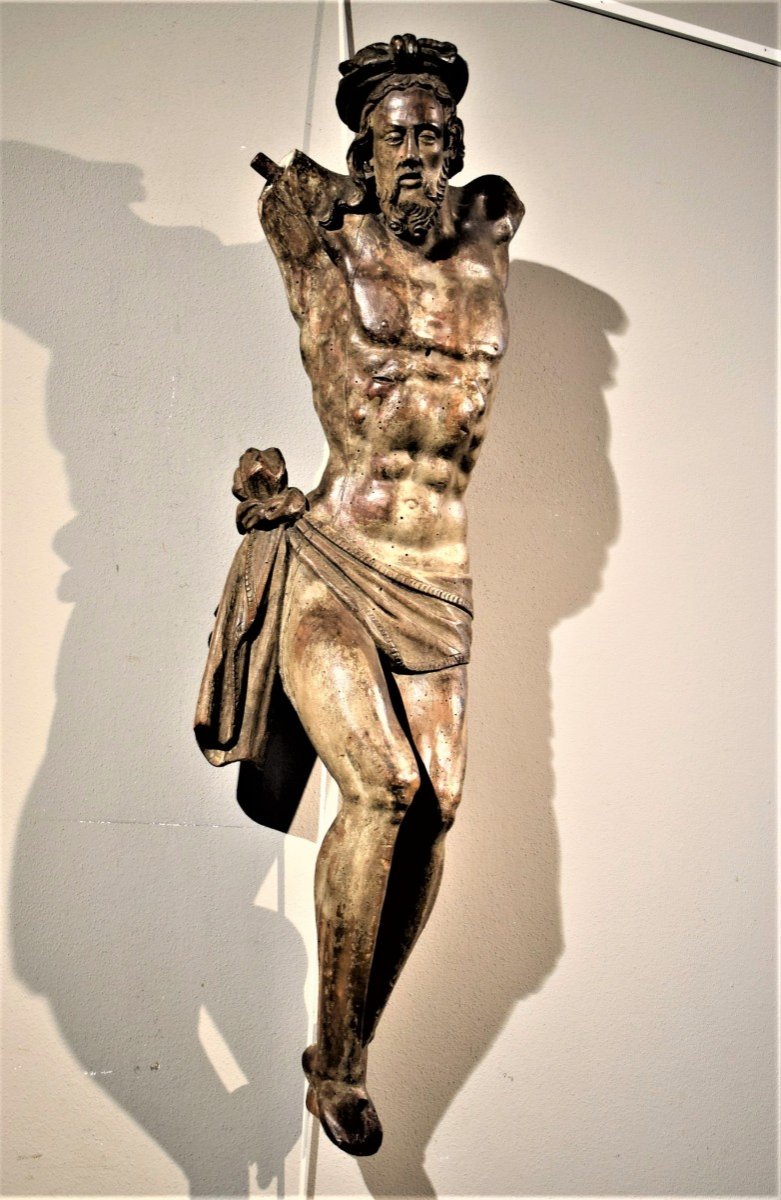 Christ Crucified Sixteenth Century In Wood-photo-3