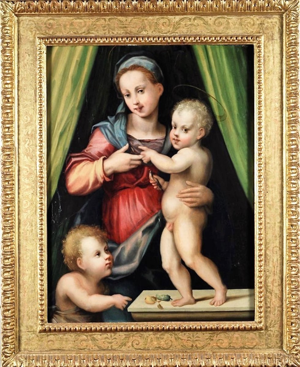 Vierge à l'Enfant Et Saint Jean , Domenico Puligo (florence 1492 - 1527)