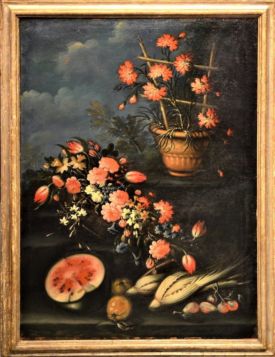 Still Life Of Flowers And Fruit - Francesco Lavagna - Beginning Of The XVIIIth