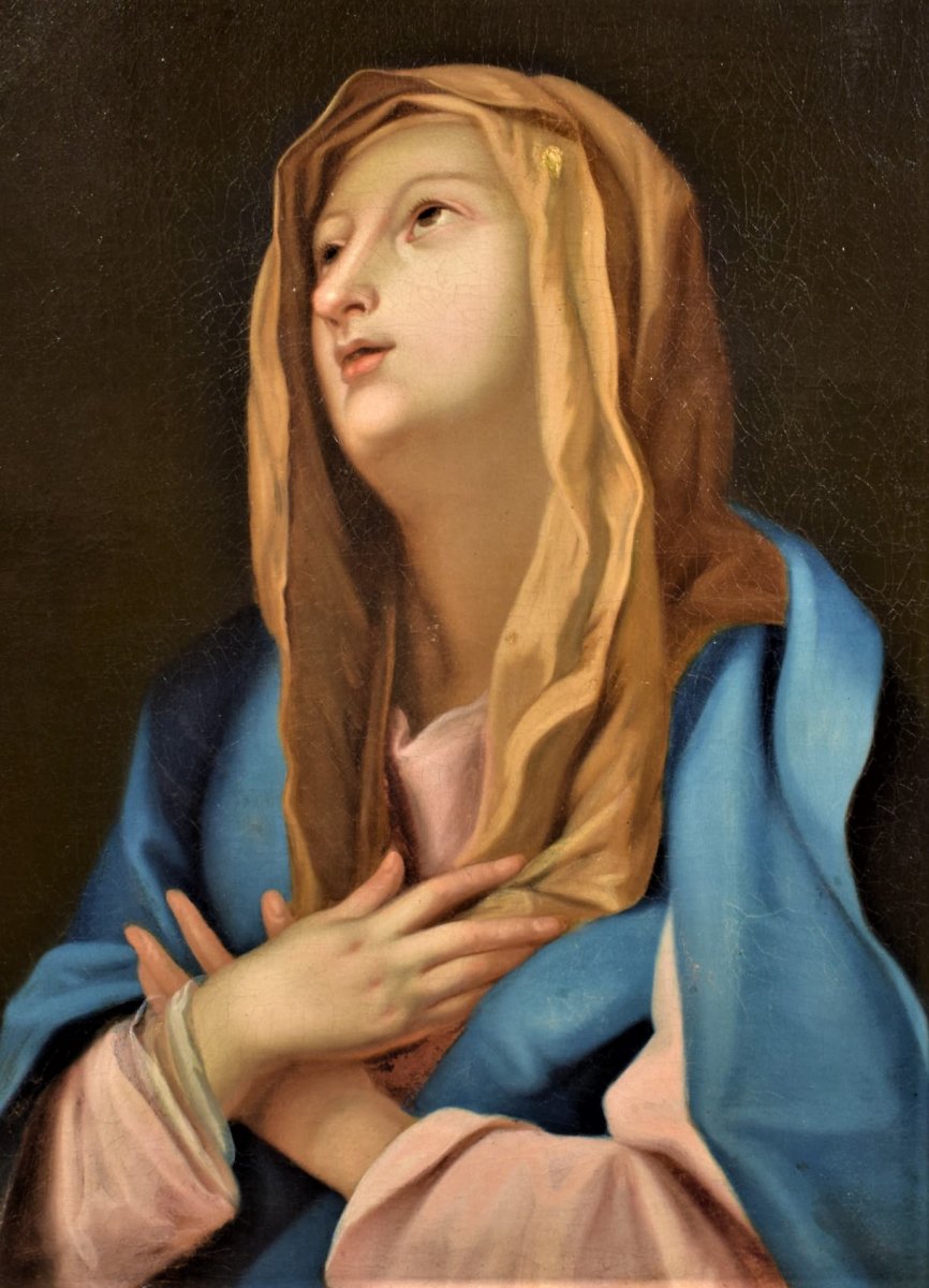 Virgin In Prayer Workshop Of Guido Reni Seventeenth Century-photo-2